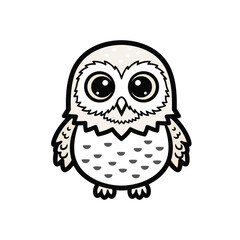 Fototapeta premium Cute cartoon owl with big eyes looking forward.