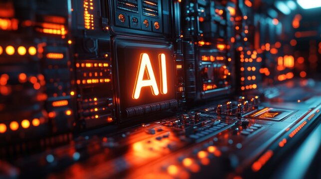 AI technology with futuristic Design: A cutting-edge digital landscape where advanced AI technology seamlessly integrates with an intricate, futuristic design, symbolizing innovation and progress.