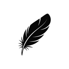 Obraz premium Isolated Fluffy Black Feather Symbol Floating on Transparent Background Icon Design