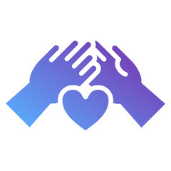 Unite Gradient Agalyph Icon – Modern Color Blend Icon Showing Hands with Heart for Unity, Connection, and Compassion