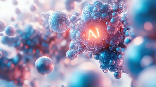 AI Bubbles: An artistic rendition of an AI node amidst a cluster of floating, bioluminescent spheres, depicting the essence of artificial intelligence.