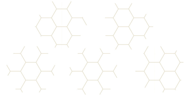 Seamless geometric hexagon pattern design with a honeycomb texture and 3D cell structure