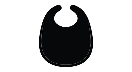 Simple black silhouette of a baby bib a common infant accessory for feeding presented as a clean graphic icon silhouette