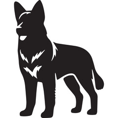 german shepherd dog black shape icon silhouette vector flat illustration design on white background