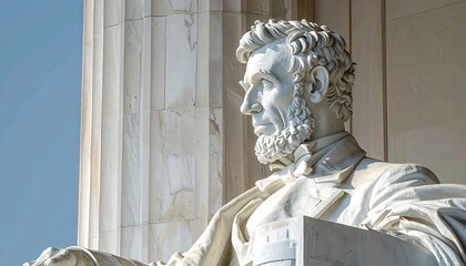 Bust of a statesman with a beard, set against marble columns