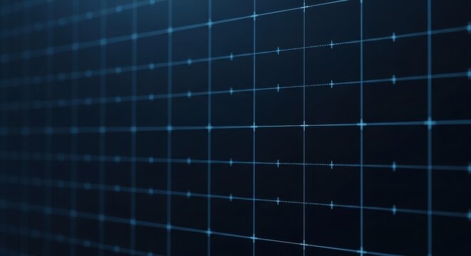 Futuristic grid with glowing blue lines, ideal for technology backgrounds