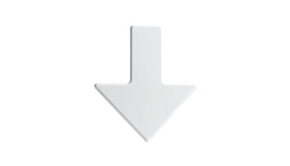 A 3D rendered, shiny, white downward arrow against a black background
