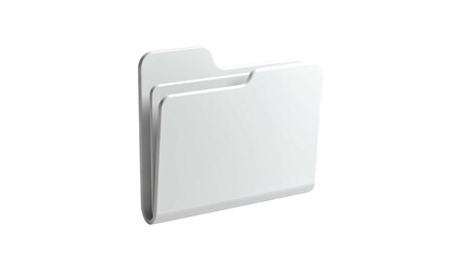 A 3D-rendered, empty, white file folder icon, with a slight drop shadow
