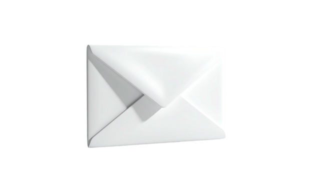 A bright, white, closed envelope against a stark, black background