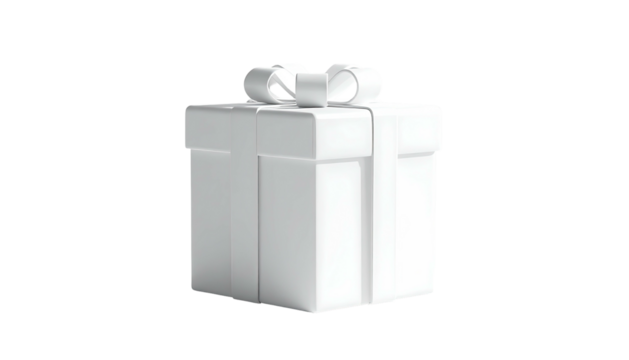 3D Rendered White Gift Box with a Bow on a Black Background