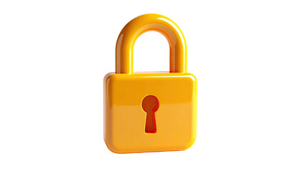 A shiny, golden padlock with a keyhole, isolated on a black background