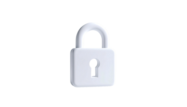 Simple white padlock icon with shadow, centered on black background