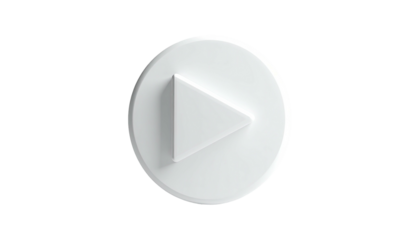 White 3D button with a play icon against a black background