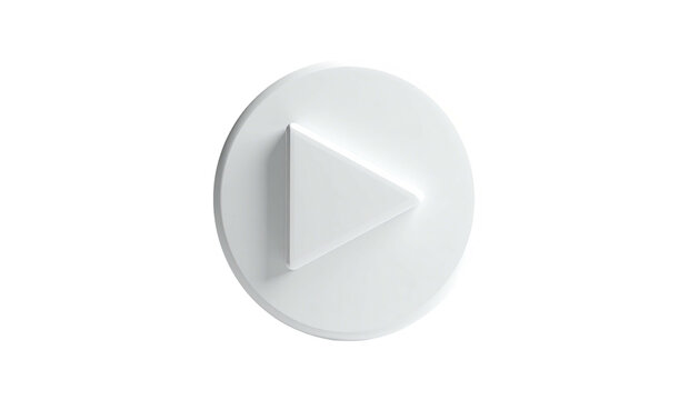 White 3D button with a play icon against a black background