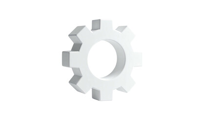 3D white gear icon floating against a black backdrop