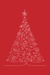 line drawing of a christmas tree