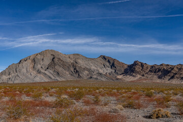 Funeral Mountains, a subrange of the Amargosa Range that form the eastern wall of Death Valley. California State Route 190.  Mojave Desert / Basin and Range Province.  Furnace Creek Fault, Walker Lane