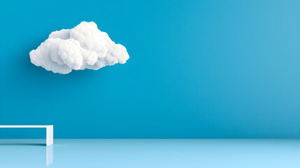 Dreamy blue studio backdrop with fluffy cloud for creative projects, perfect for product mockups and whimsical designs, inspire imagination today