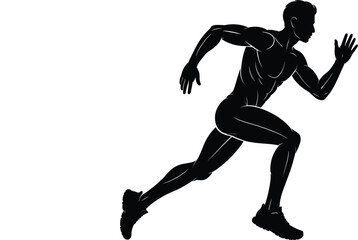 Obraz premium Man Running Silhouette Vector - Male Runner Sport and Fitness Icon