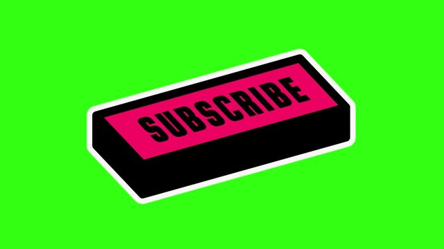 3d pink subscribe animation symbol on green screen