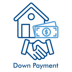 Down Payment Icon in Outline Color Style. Vector Illustration