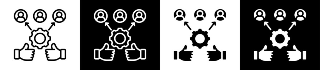 Stakeholder Feedback Icon Set In Black And White Filled Style Collection