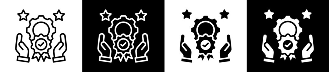 Obraz premium Quality Management Icon Set In Black And White Filled Style Collection