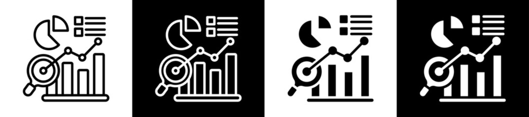 Trend Analysis Icon Set In Black And White Filled Style Collection