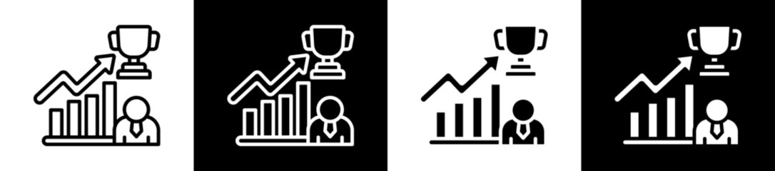 Achievement Reward Icon Set In Black And White Filled Style Collection