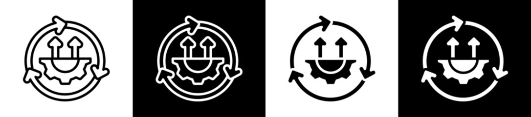 Continual Improvement Icon Set In Black And White Filled Style Collection