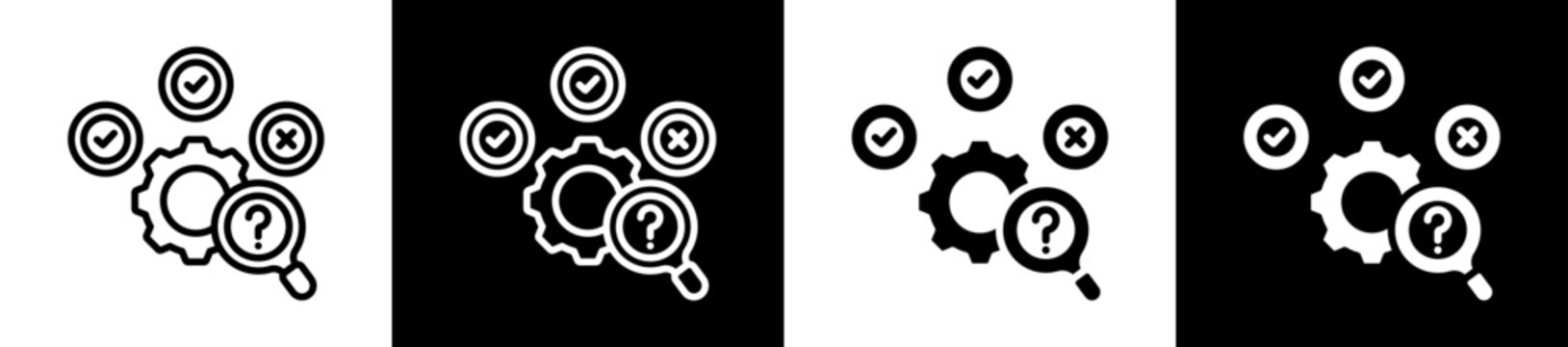 Corrective Action Icon Set In Black And White Filled Style Collection