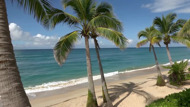Vantage Point Photograph of Tropical Trees Situated on a Sandy Shoreline next to an