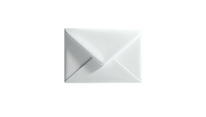 A pristine, bright white envelope, centered on a stark black background