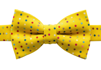 Yellow polka dot bow tie transparent background cutout png