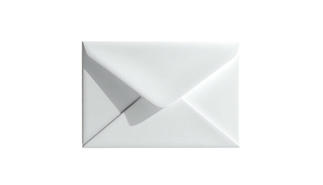 White envelope with shadow on black background, top view close-up