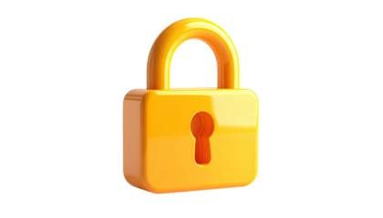 Shiny, 3D-rendered golden padlock floating against a black background