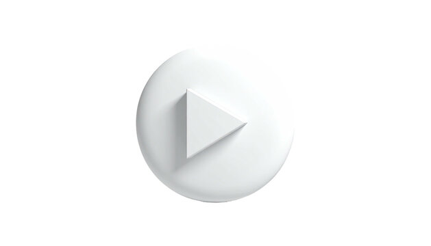 A glossy white play button within a circle, with a light shadow