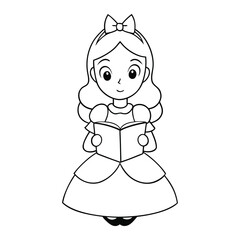 Alice sits peacefully, lost in her favorite book, surrounded by imagination and wonder. A delightful coloring page for kids who love reading and storytelling adventures.
