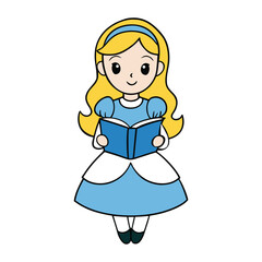 Alice sits peacefully, lost in a magical world as she reads her book. Her eyes sparkle with curiosity, imagination blooming with every turn of the page.
