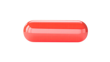 A vibrant coral-colored capsule floats against a stark black backdrop