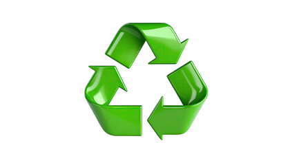 Glossy, 3D rendering of a green triangle of arrows against a black background