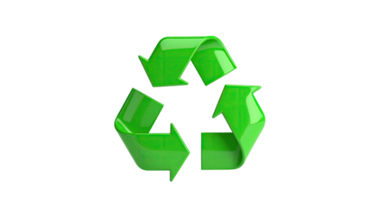 A glossy, three-arrowed symbol with a green hue on a stark black background