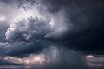 Obraz premium Storm Clouds with Visible Precipitation Curtains Falling to Earth for Dramatic Weather and Rainfall