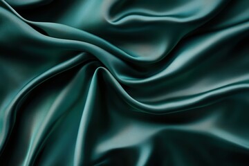 Fototapeta premium Elegant and Luxurious Teal Silk Fabric Texture with Subtle Wrinkles and Rich Deep Color
