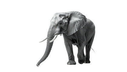 Fototapeta premium A majestic African elephant strides forward, rendered in stunning monochrome