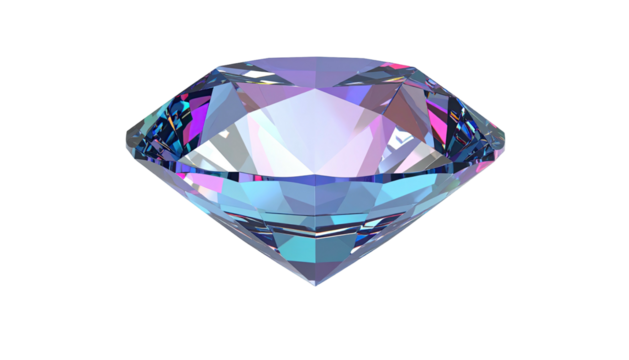 Sparkling, multi-faceted gemstone with iridescent colors against a stark black backdrop