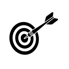 Target with Dart Silhouette Vector | Precision Goal Icon | Bullseye Aim Illustration