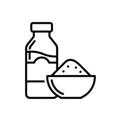 Sugar Bottle and Bowl Vector | Sweet Ingredient Line Icon | Kitchen Food Outline Illustration