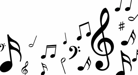 Vibrant Vector Illustration of Musical Notes Flowing Freely