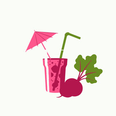 Beetroot Juice Vector | Fresh Vegetable Drink Illustration | Healthy Detox Smoothie Icon